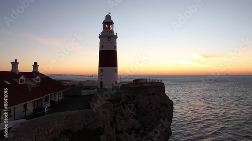Lighthouse at Sunrise, Gibraltar  - Europa Point Lighthouse /Trinity Lighthouse at Europa Point, Bay of Gibraltar, Gibraltar.