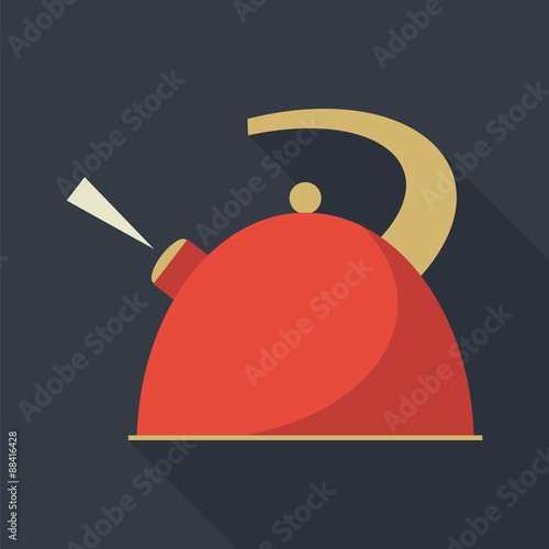 Boiling kettle with long shadow.