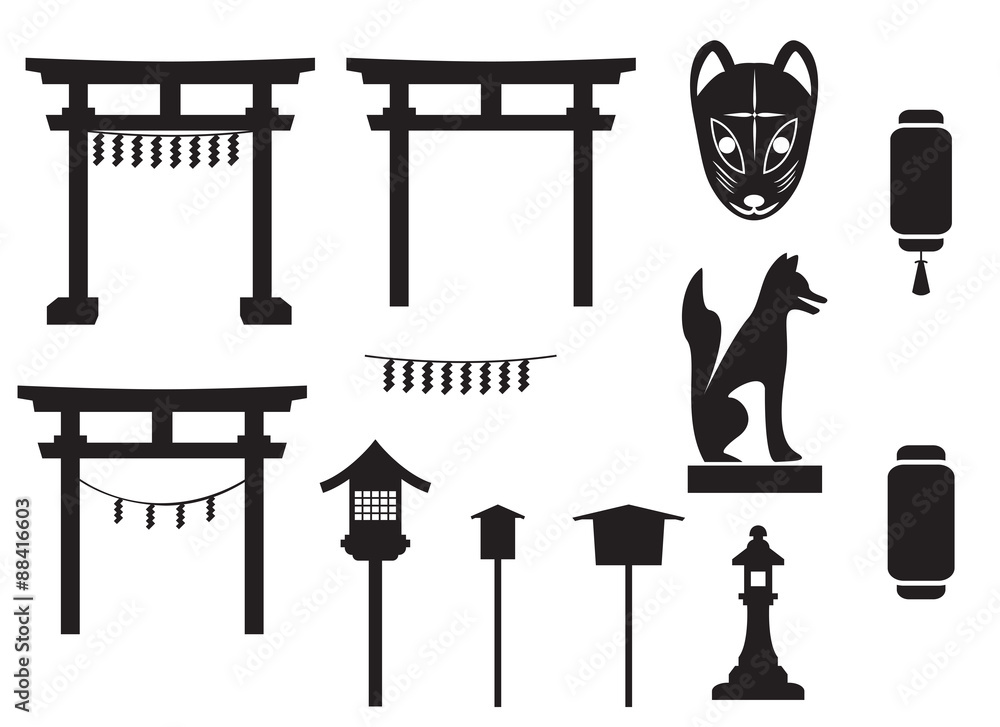 black silhouette traditional object in japan, japan gate and mo black silhouette traditional object in japan, japan gate and mo