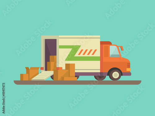 Unloading or loading delivery truck