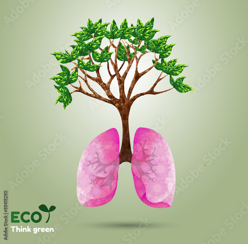 Ecology concept . Lung wat to oxigen from tree.