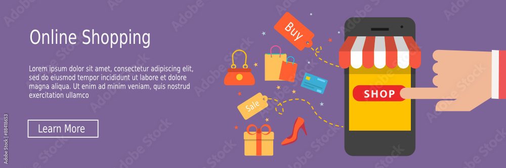 Flat designed banners for Online Shopping concept. Vector Flat designed banners for Online Shopping concept. Vector
