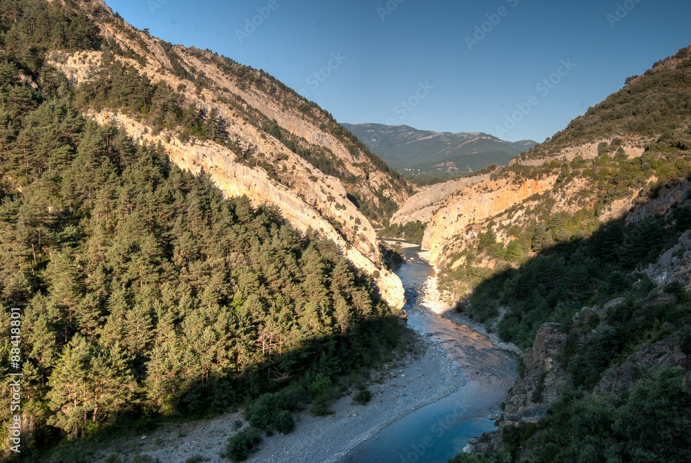 Ara River, Pyrenees with rock formations