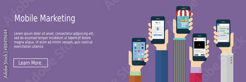 Flat designed banners for  Mobile marketing concept. Vector