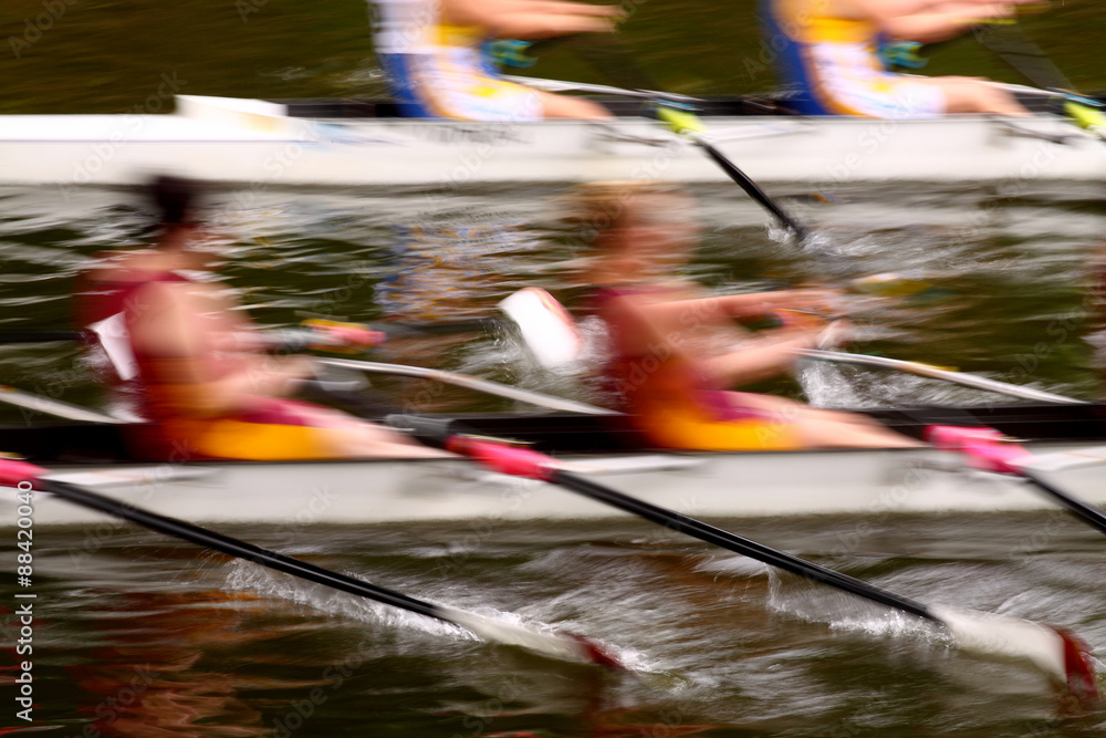 Rowing abstract.
Team of rowers with motion blur.