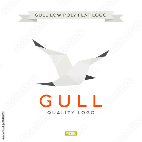 Seagull low poly, polygon, logo illustration geometry