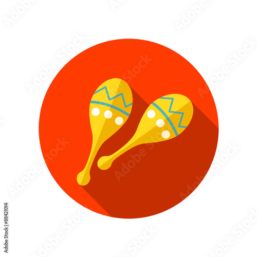 Maracas flat icon with long shadow
