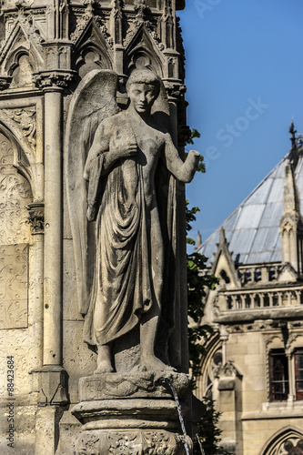 Fountain of Virgin (1845) near Cathedral Notre Dame de Paris.