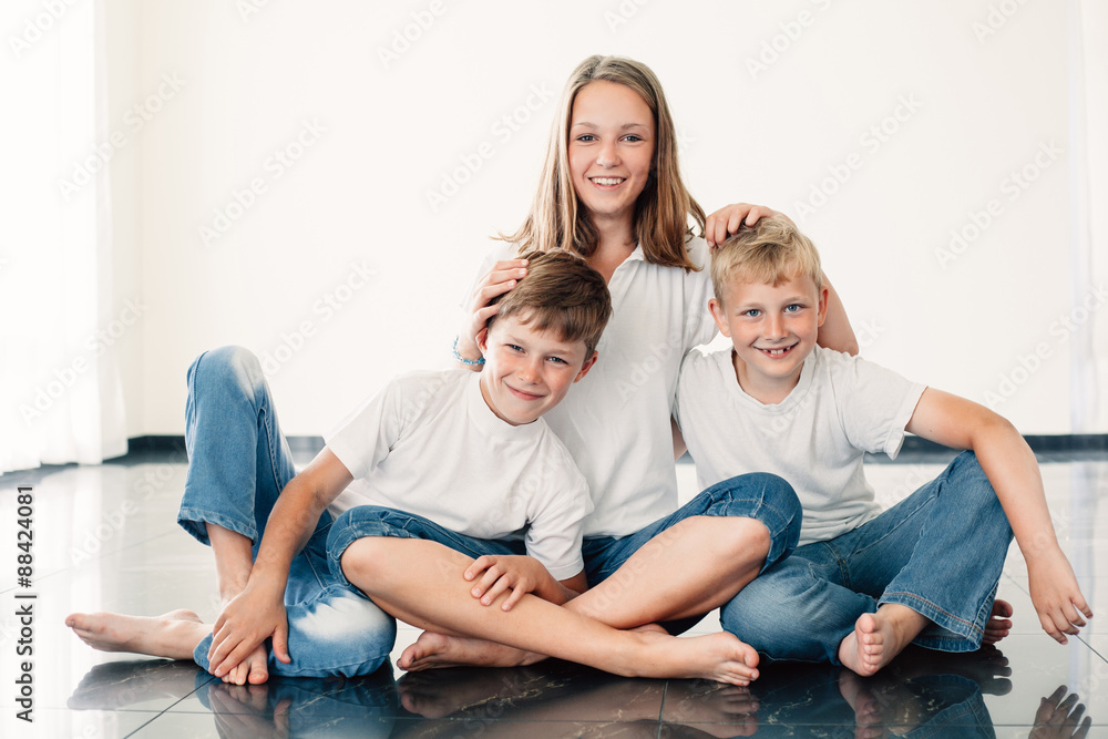 young girl with brothers
