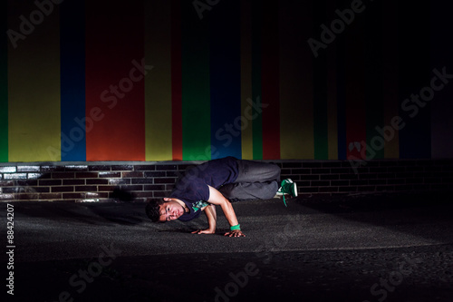 Man dancing breakdance in action photo