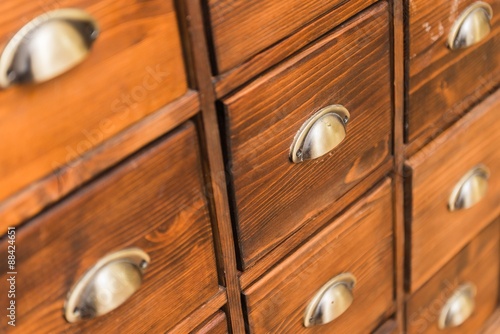 Close-up of a really old apothecary cabinet