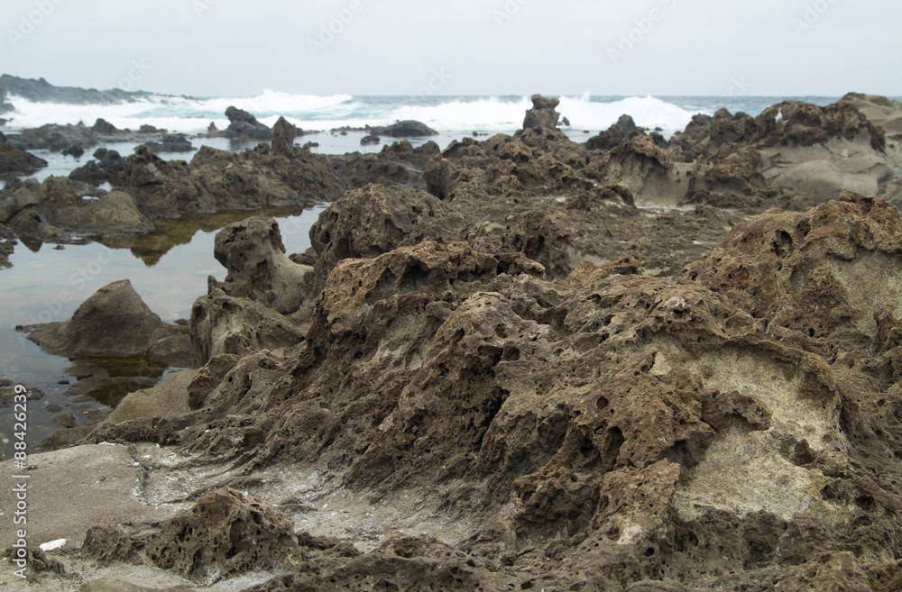 Obraz premium Gran Canaria, north west coast at Banaderos area, old lava field