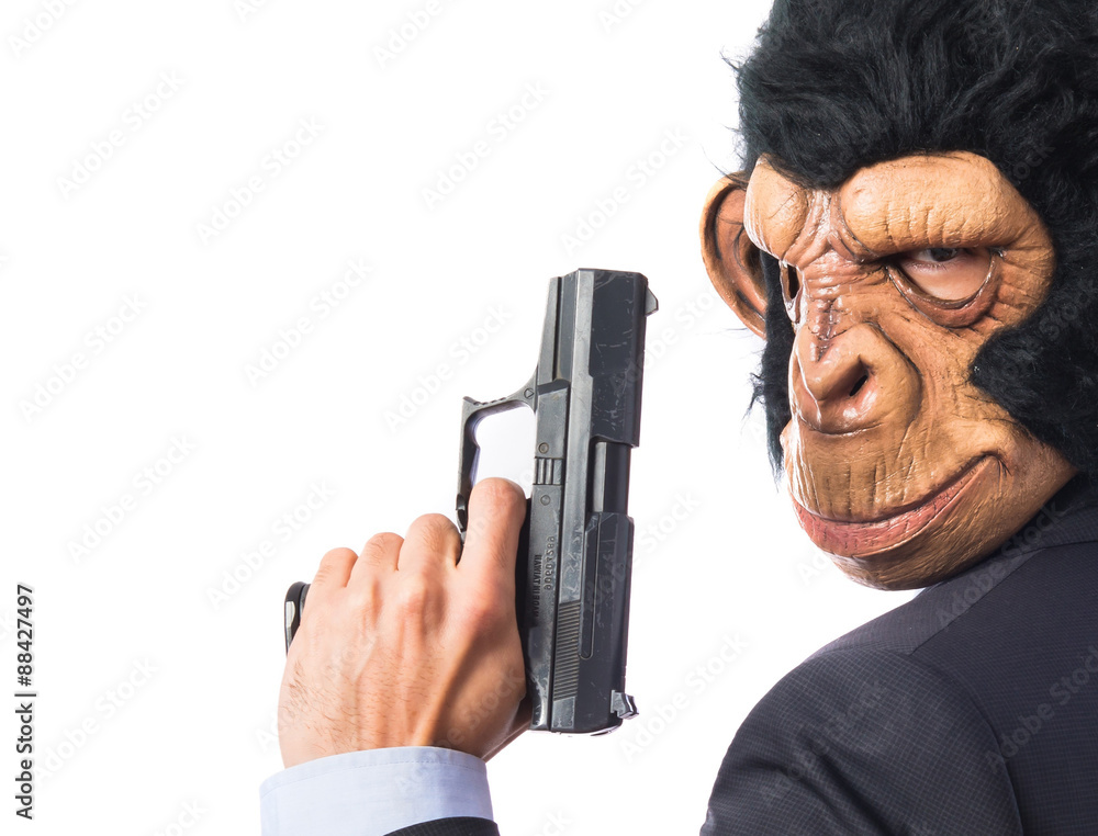 Monkey man with a gun Stock Photo Adobe Stock