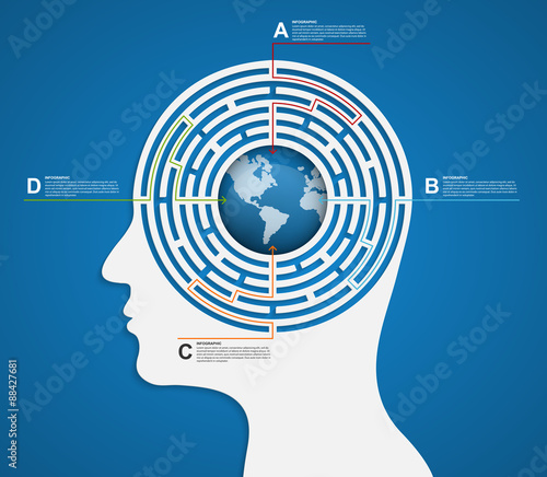 Vector infographic template business silhouette head.