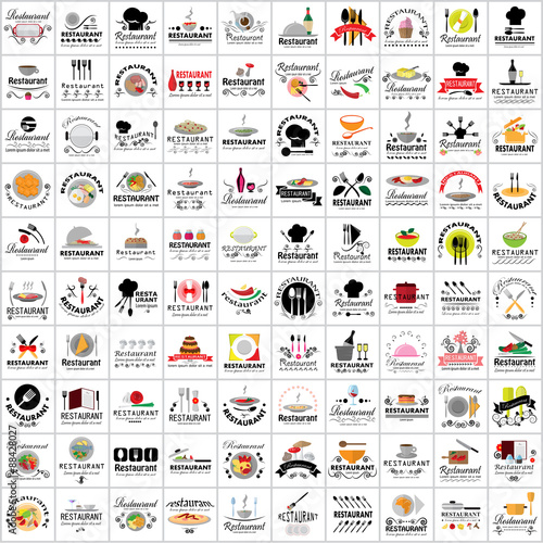 Restaurant Flat Icons Set - Vector Illustration    