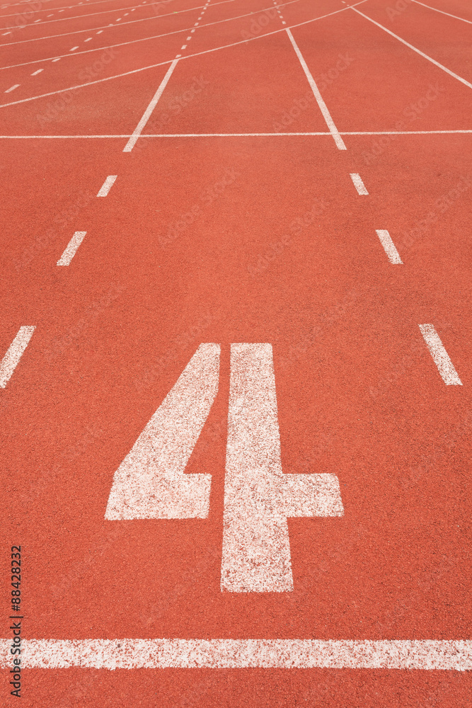 Athletics track lane number four