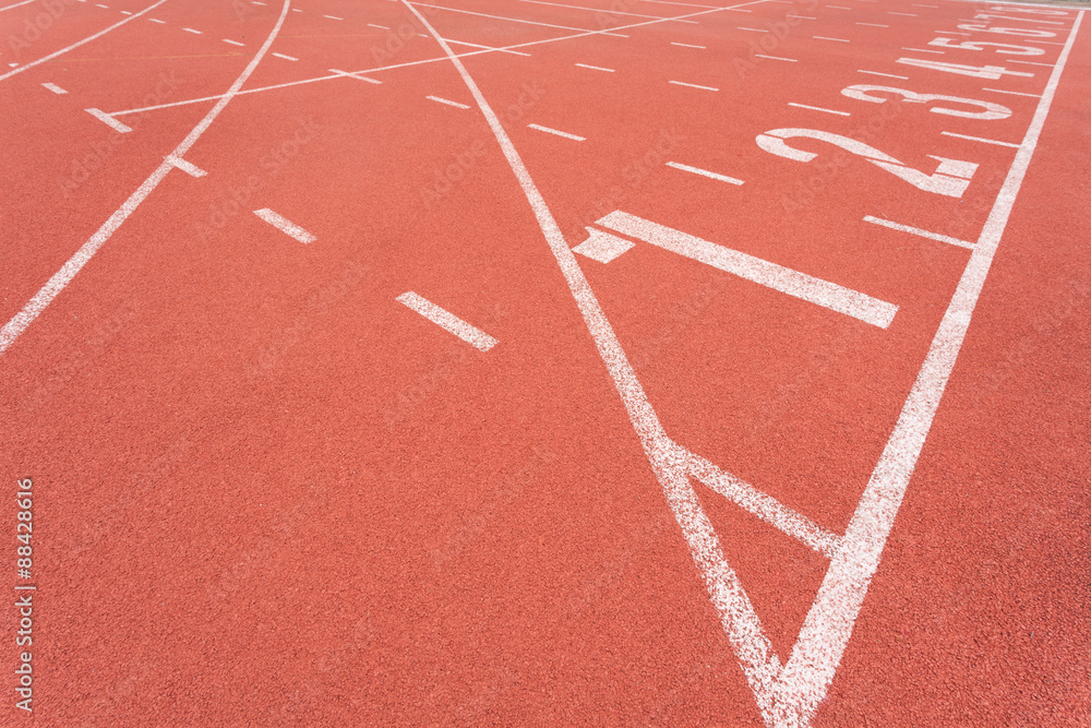 Athletics track lane number one to eight