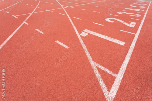 Obraz na płótnie Athletics track lane number one to eight w salonie
