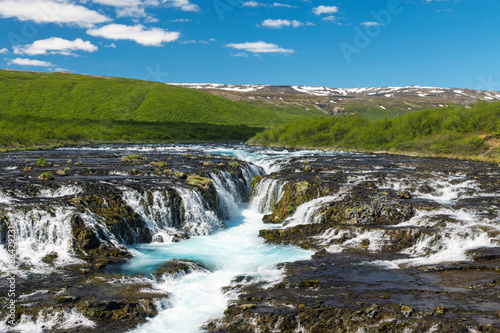 The Bruarfoss waterfall with its turquoise water in Iceland