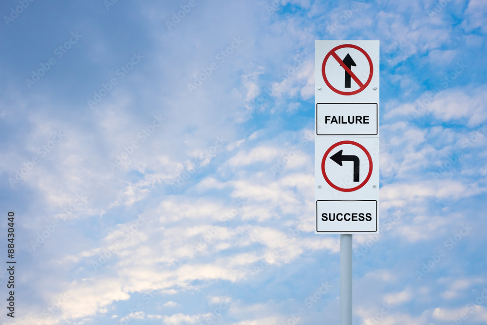 Signpost show direction to success and failure
