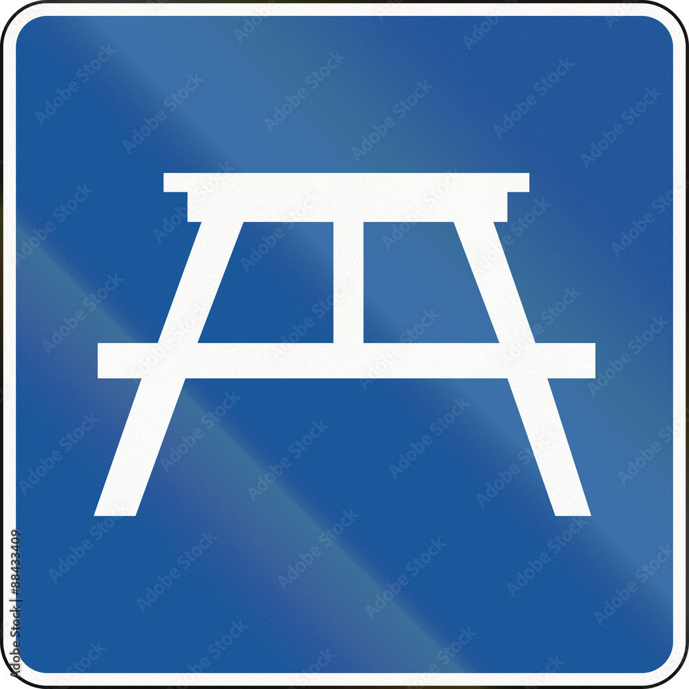 Guide road sign in Canada - Picnic area. This sign is used in Ontario Guide road sign in Canada - Picnic area. This sign is used in Ontario