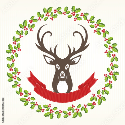 Holly Berry Decoration with Reindeer