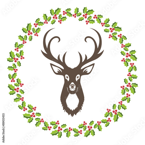 Holly Berry Decoration with Reindeer
