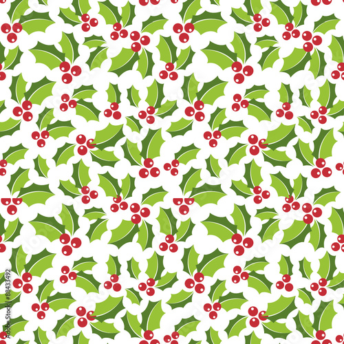 Holly Berry seamless Pattern