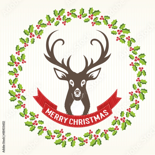 Holly Berry Decoration with Reindeer