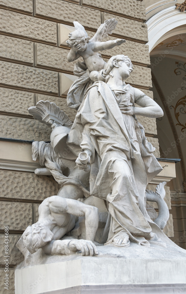 Fototapeta premium Statue of Odessa opera theater