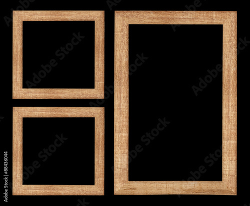 wooden frame on the black background