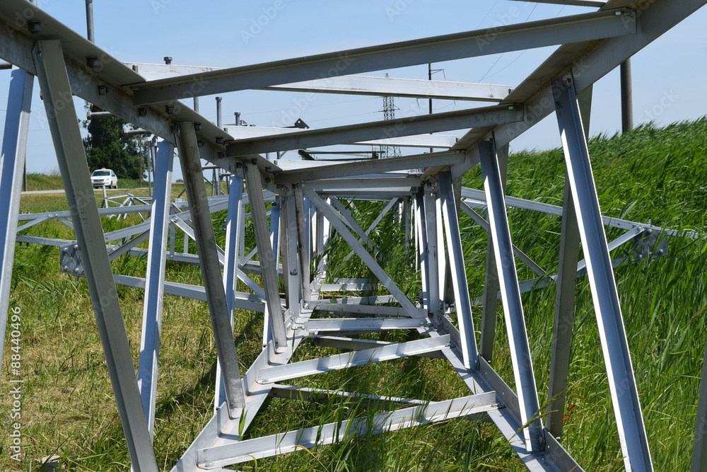 Assembly and installation of new support of a power line Assembly and installation of new support of a power line