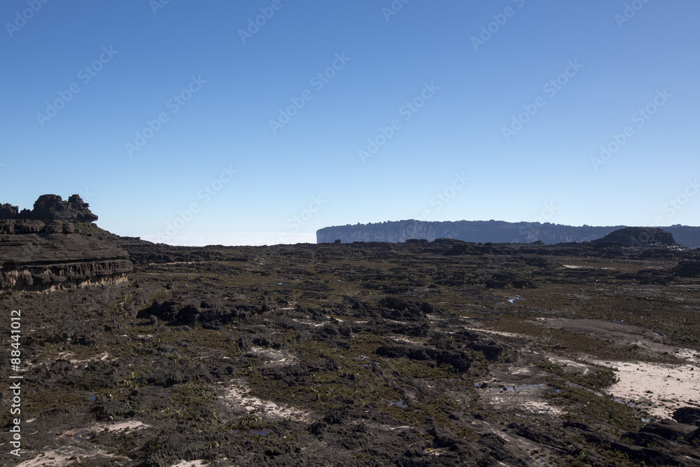 Rare clear blue sky on the summit of Mount Roraima