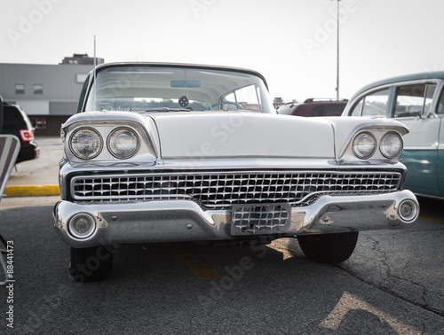 Nice gorgeous front view of old classic vintage car 