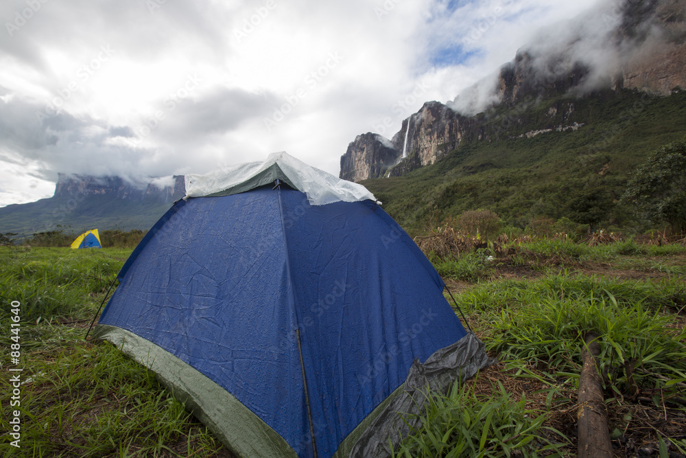 After the rain, wet campsite in Mount Roraima, Venezuela