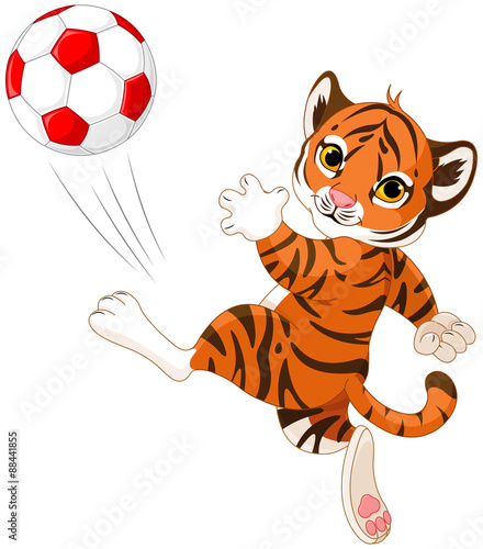 Fototapeta Naklejka Na Ścianę i Meble -  Little Tiger hits the ball