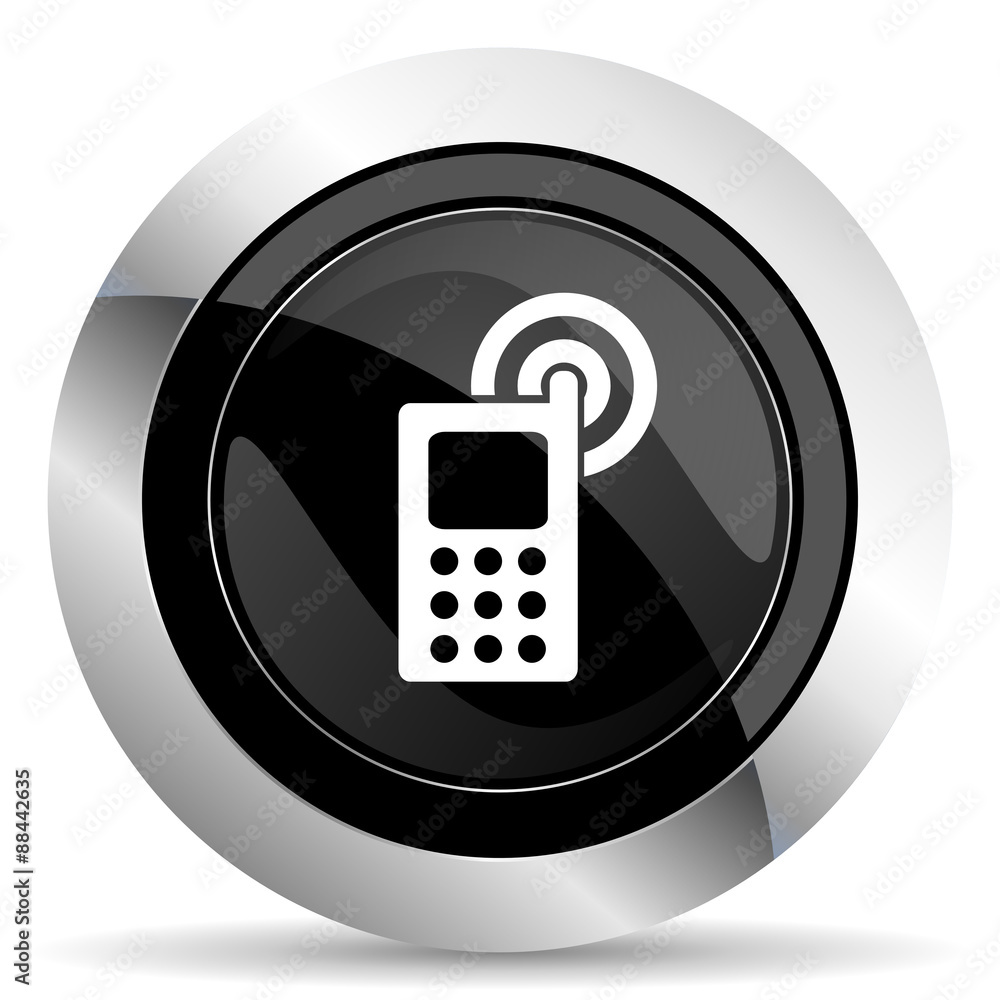 phone icon, black chrome button, mobile phone sign phone icon, black chrome button, mobile phone sign
