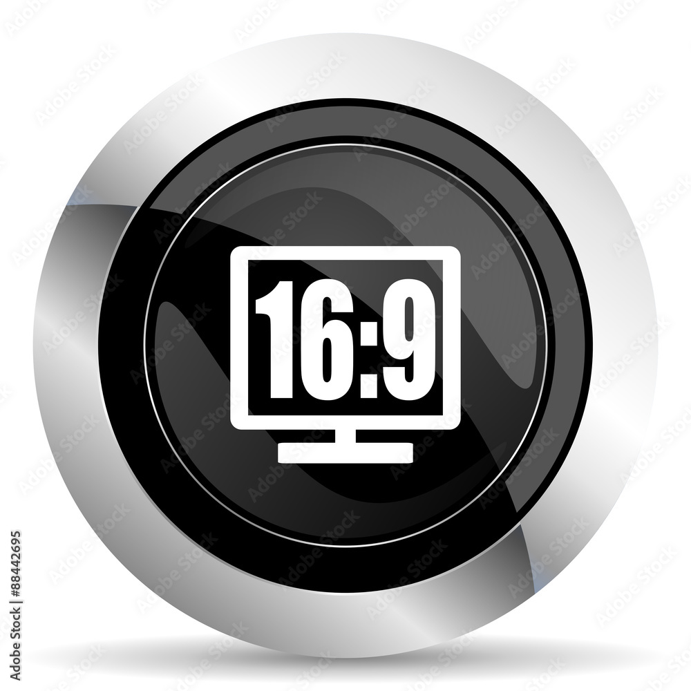 16 9 display icon, black chrome button 16 9 display icon, black chrome button