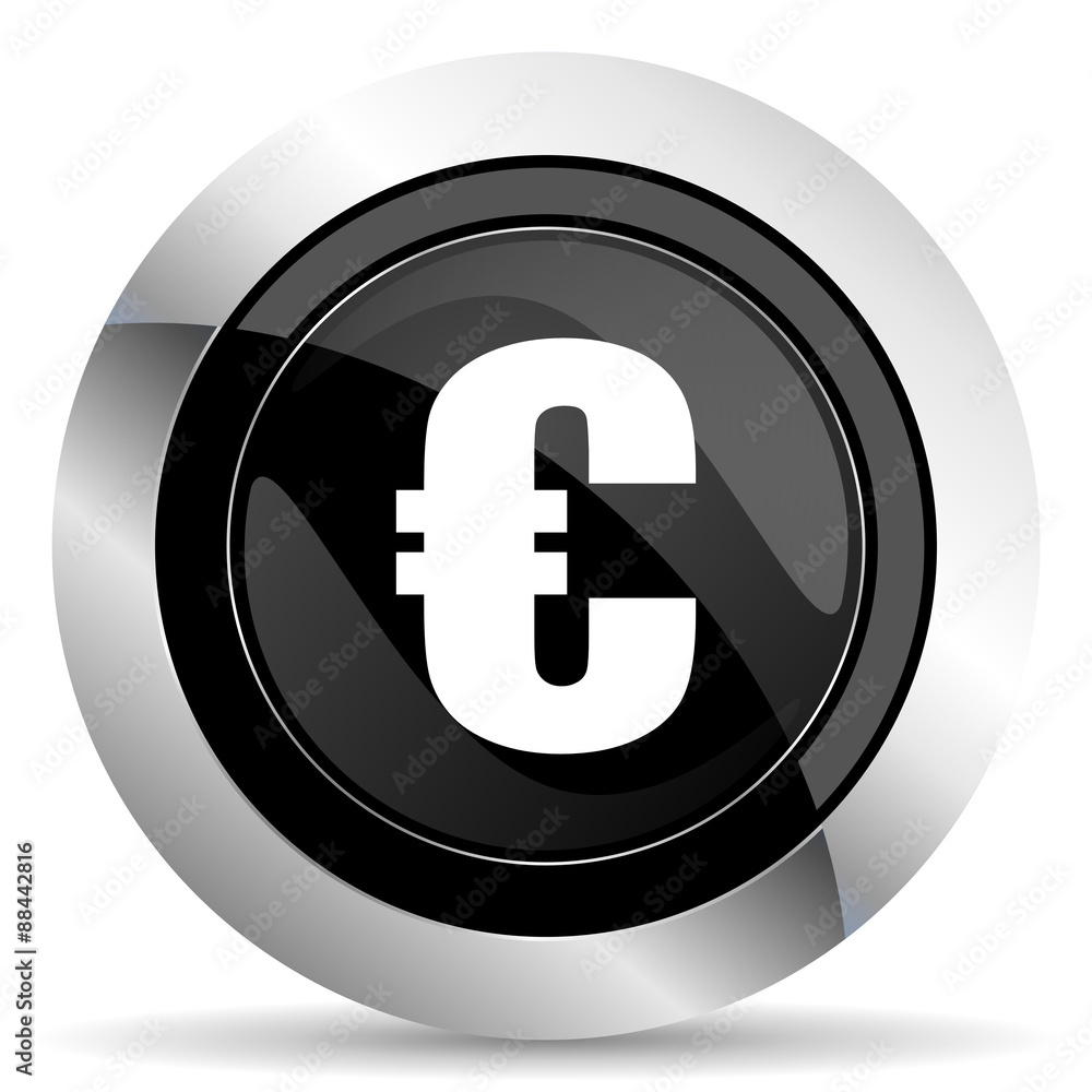 euro icon, black chrome button euro icon, black chrome button