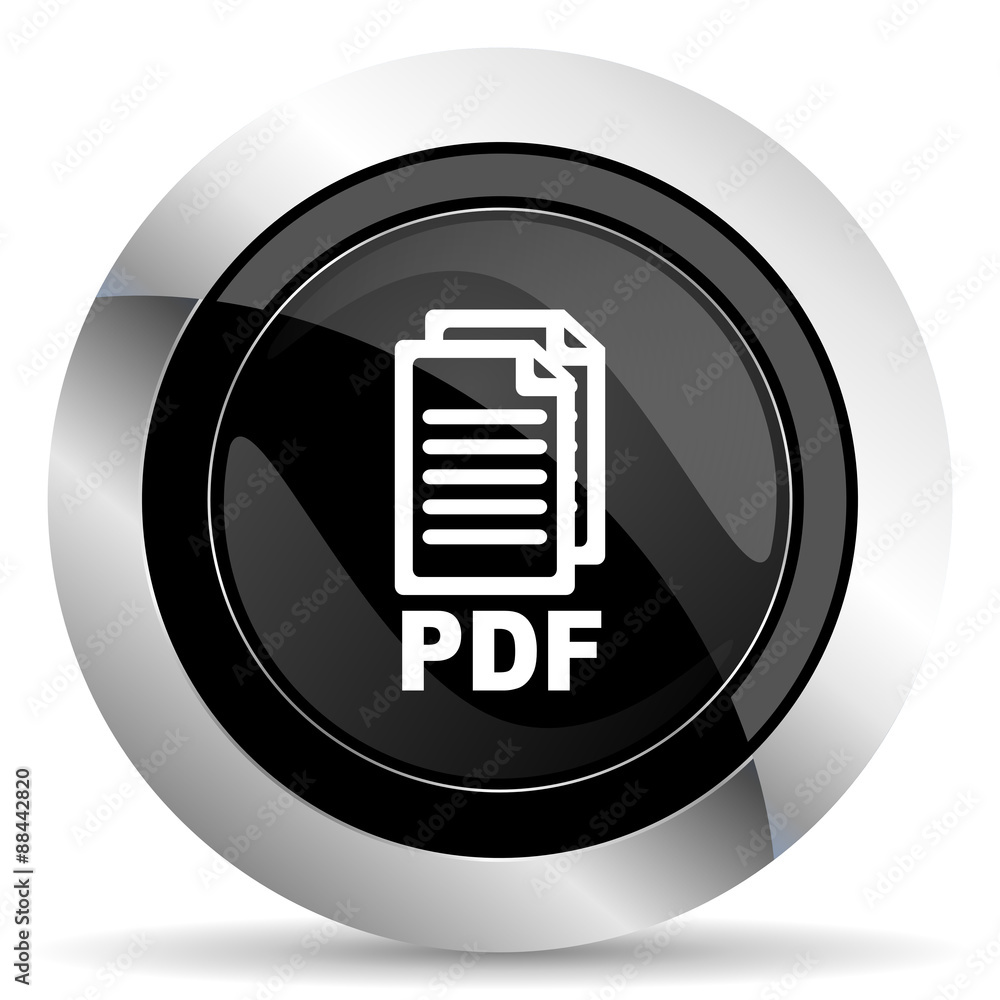 pdf icon, black chrome button, pdf file sign pdf icon, black chrome button, pdf file sign