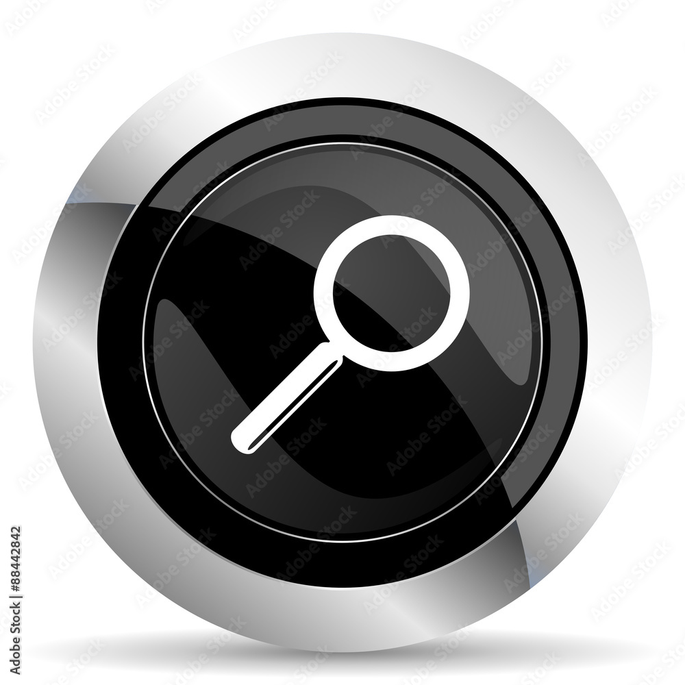 Fototapeta premium search icon, black chrome button