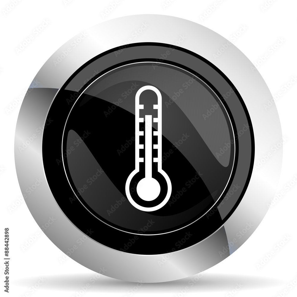 thermometer icon, black chrome button, temperature sign thermometer icon, black chrome button, temperature sign