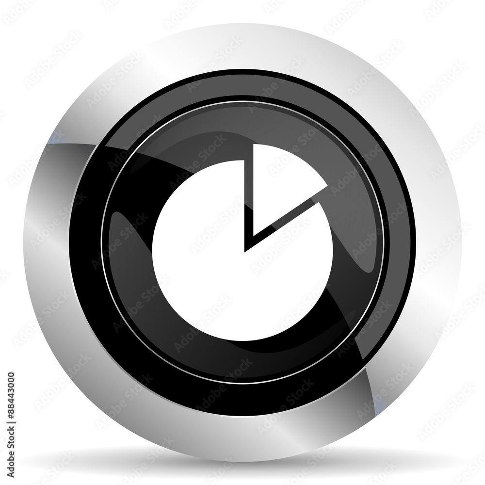 chart icon, black chrome button chart icon, black chrome button