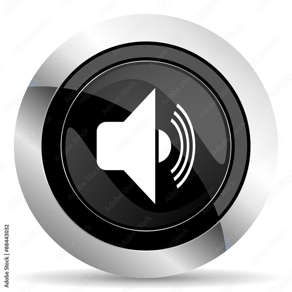 volume icon, black chrome button, music sign volume icon, black chrome button, music sign