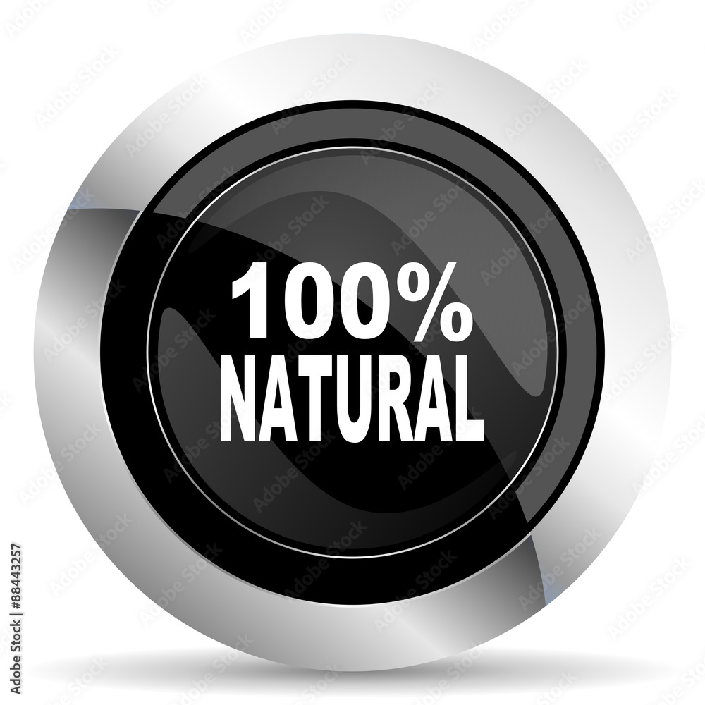 natural icon, black chrome button, 100 percent natural sign natural icon, black chrome button, 100 percent natural sign