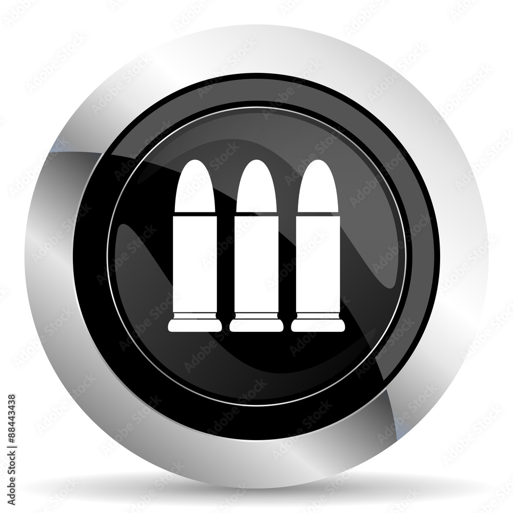 ammunition icon, black chrome button, weapoon sign ammunition icon, black chrome button, weapoon sign