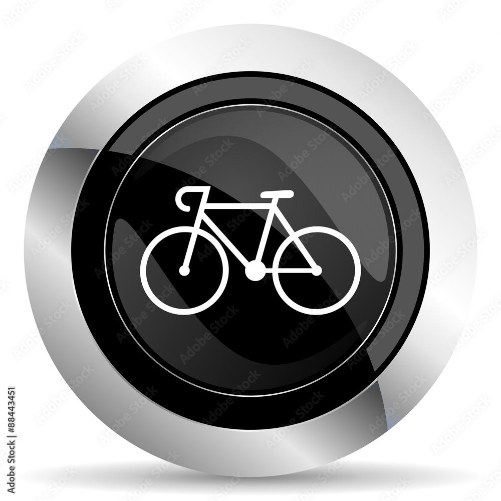bicycle icon, black chrome button, bike sign bicycle icon, black chrome button, bike sign