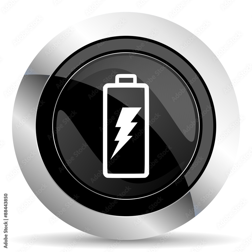 battery icon, black chrome button, power sign battery icon, black chrome button, power sign