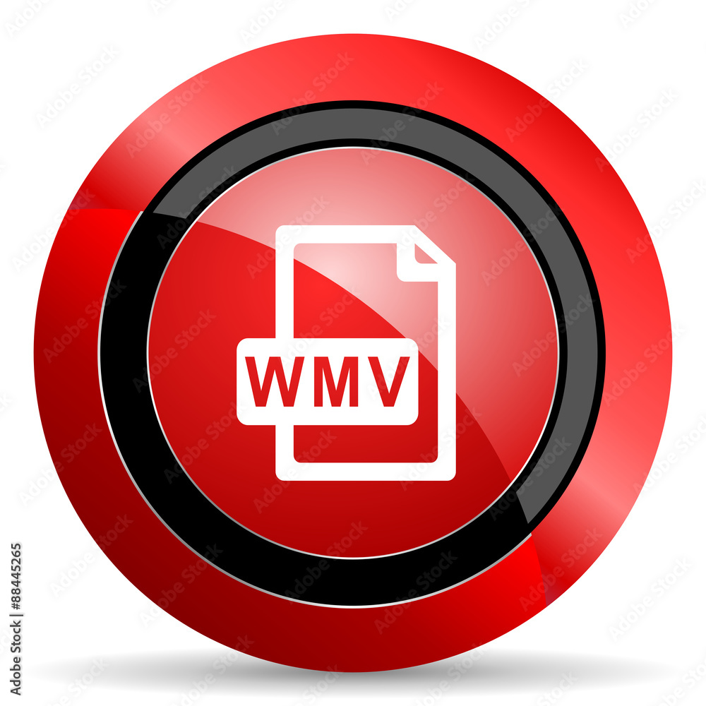 wmv file red glossy web icon