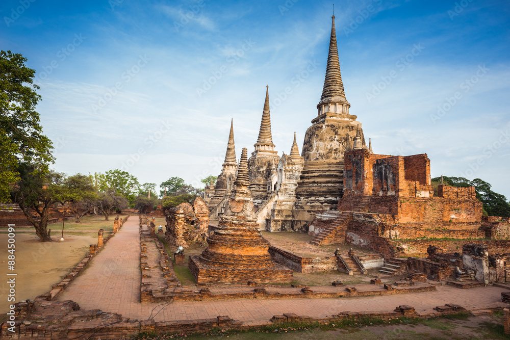Old Temple Architecture , Wat Phra si sanphet at Ayutthaya, Thailand, World Heritage Site